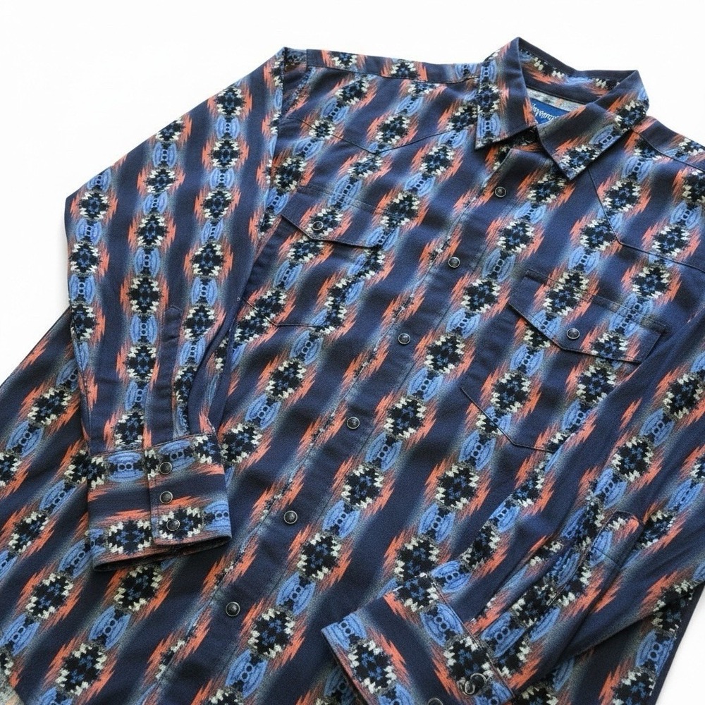 Wrangler Pearl Snap Southwestern Aztec‎ Western Cowboy Large Vintage